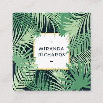Modern Green Palm Leaves Tropical Accent Square