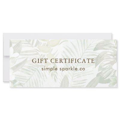 Modern Green Palm Print Gift Certificate