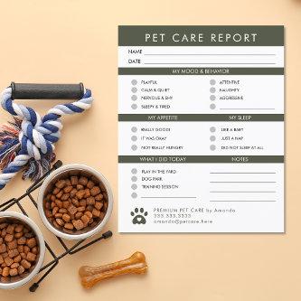 Modern Green Pet Care Dog Sitter Report Card