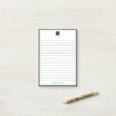 Modern Green White Gold with Business Logo Post-it Notes