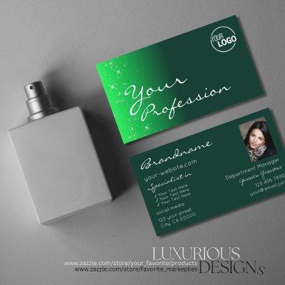 Modern Green with Glitter Stars Logo and Photo
