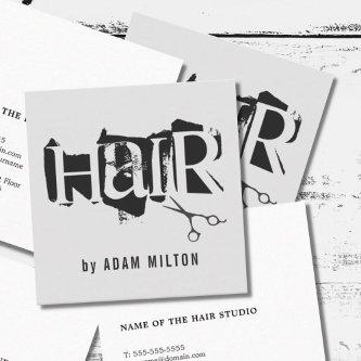 Modern Grey Black Scissors Hair Stylist Square