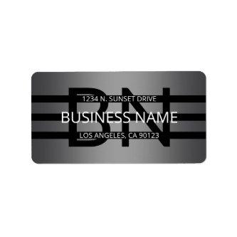 Modern Grey Gradient & Horizontal Black Stripes Label