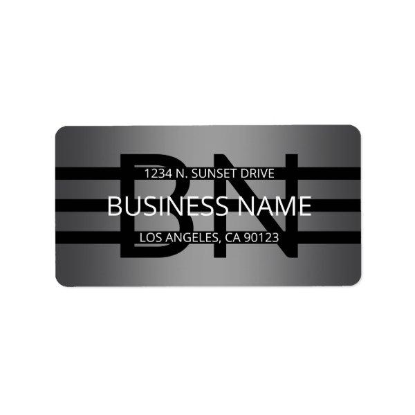 Modern Grey Gradient & Horizontal Black Stripes Label