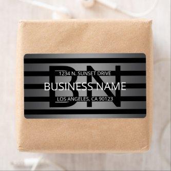 Modern Grey Gradient & Horizontal Black Stripes Label