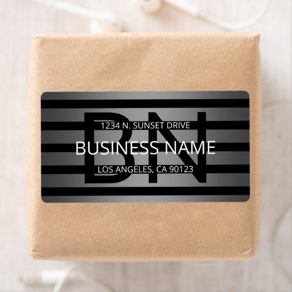 Modern Grey Gradient & Horizontal Black Stripes Label