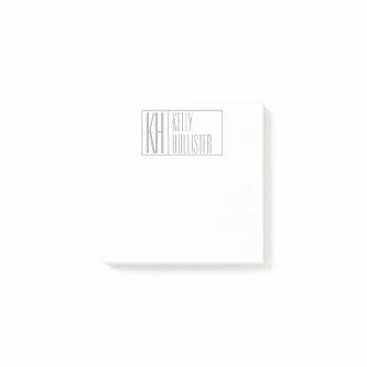 Modern Grey Initials & Name Logo Post-it Notes