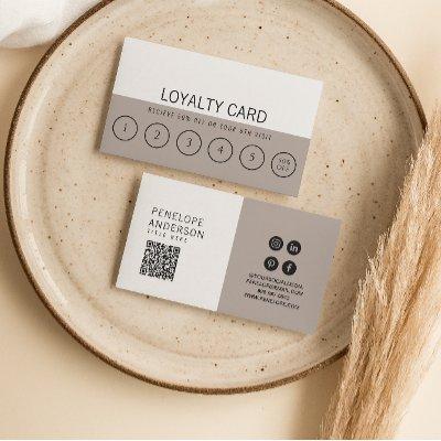 Modern Grey Neutral Trendy Elegant Taupe 6 Punch Loyalty Card