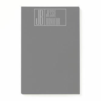 Modern, Grey on Dark Grey, Initials & Name Logo Post-it Notes