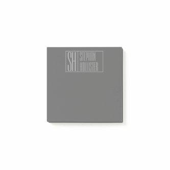 Modern, Grey on Dark Grey, Initials & Name Logo Post-it Notes