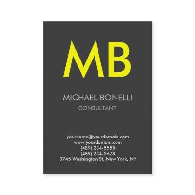 Modern grey yellow trendy monogram