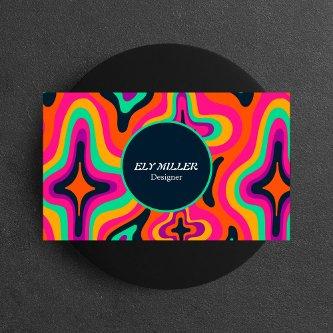 Modern Groovy Colorful Retro Rainbow Abstract