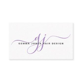Modern Hair Stylist Lavendar Script Monogram