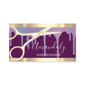 Modern Hairdresser Coiffeur Gold Scissors Violet