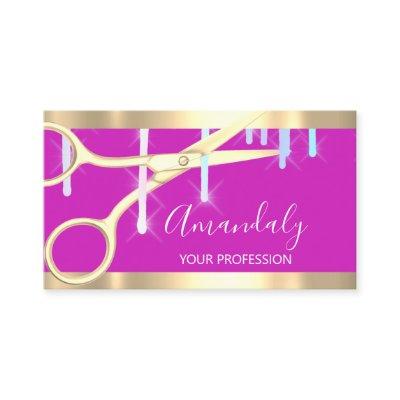 Modern Hairdresser Coiffeur Scissors Drips Pink