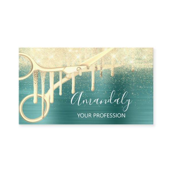 Modern Hairdresser Coiffeur Scissors Teal Gold