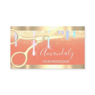 Modern Hairdresser Scissors Drips Gold Orange