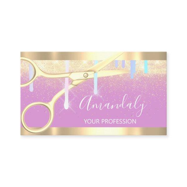 Modern Hairdresser Scissors Drips Gold Pink