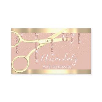 Modern Hairdresser Scissors Drips Gold Rose Blush