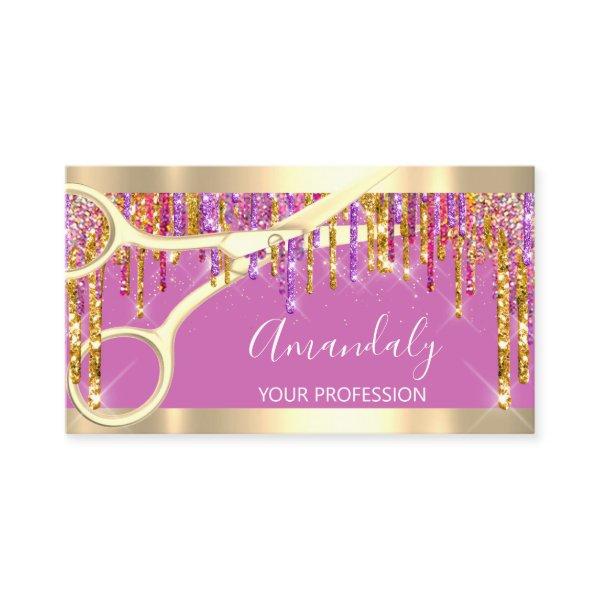 Modern Hairdresser Scissors Purple Drips Rose
