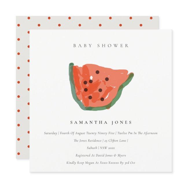 Modern Hand Drawn Watermelon Fruit Baby Shower Invitation