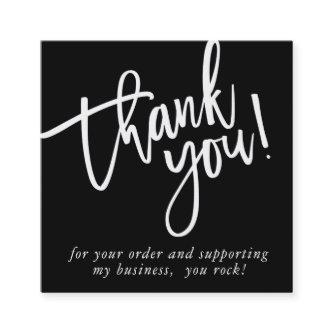 MODERN HAND LETTERED thank you black white LOGO Square