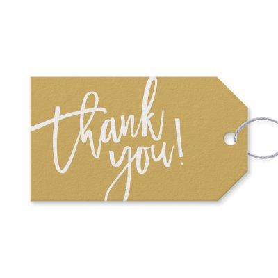 MODERN HAND LETTERED thank you gold white writing Gift Tags