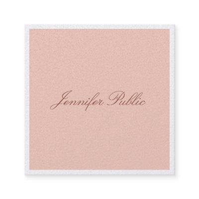 Modern Hand Script Elegant Template Pearl Finish Square