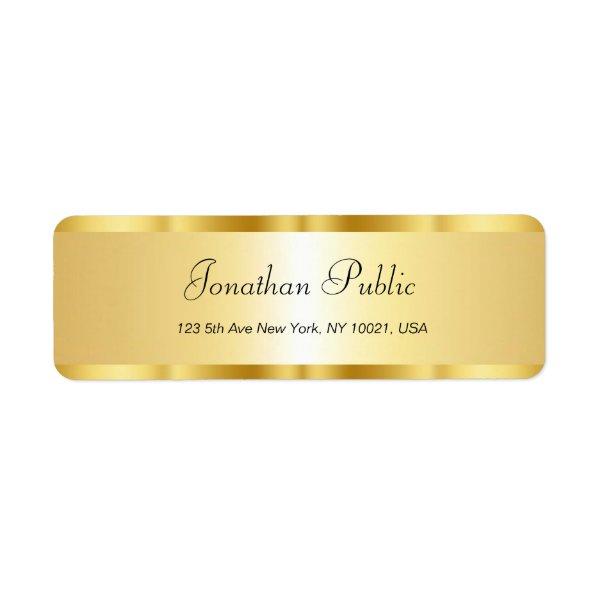 Modern Hand Script Name Gold Minimalist Template Label