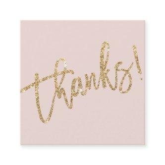 MODERN HANDLETTERED thanks gold glitter blush pink Square