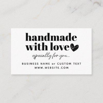 Modern Handmade With Love Heart Thank You Purchase Enclosure Card