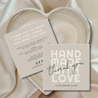 Modern handmade with love thank you square