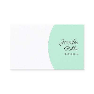 Modern Handwritten Personalized Elegant Mint Green