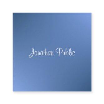 Modern Handwritten Script Name Blue Template Square