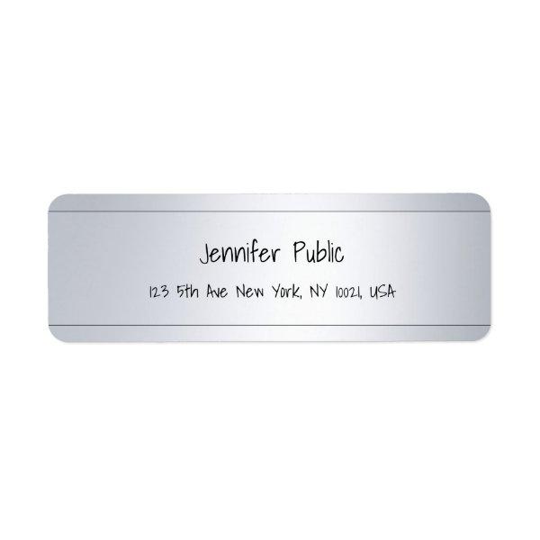 Modern Handwritten Silver Elegant Return Address Label