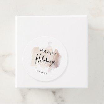 Modern Happy Holidays | Elegant Brush Stroke Favor Tags