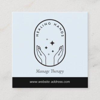 Modern Healing Hands Massage Black and Blue Logo Square