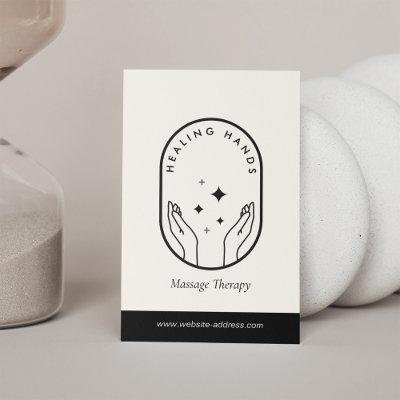 Modern Healing Hands Massage Black and Ivory Logo