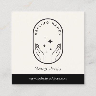 Modern Healing Hands Massage Black and Ivory Logo Square
