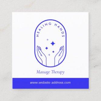 Modern Healing Hands Massage, Wellness Blue Logo Square