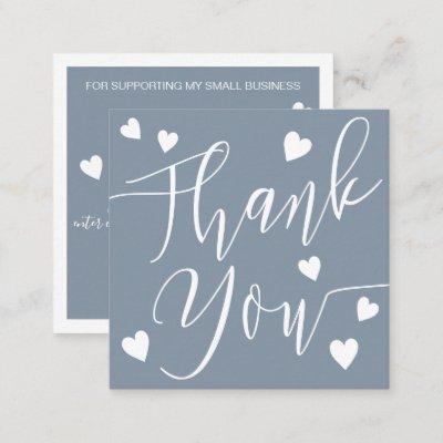 Modern hearts thank you script order dusty blue square