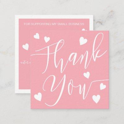Modern hearts thank you script order pink square
