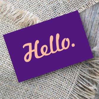 Modern Hello Hi Script Pink & Purple Casual Trendy