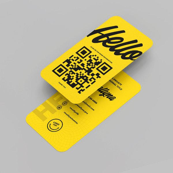 MODERN HELLO MONOGRAM LOGO YELLOW QR CODE