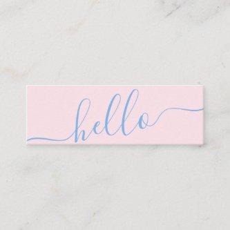 Modern hello spring pink blue typography minimal mini