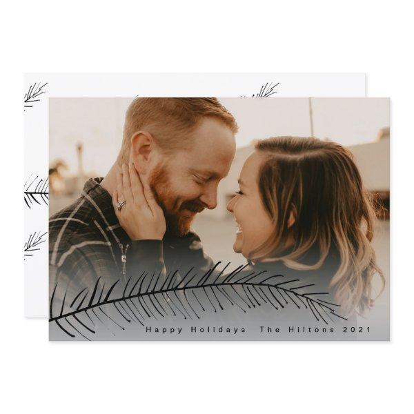 Modern Holiday Text Fern Photo Card