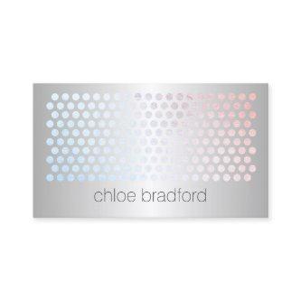 Modern Holographic Dot Pattern on Faux Silver