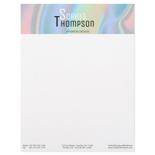 Modern Holographic Liquid Marble Letterhead