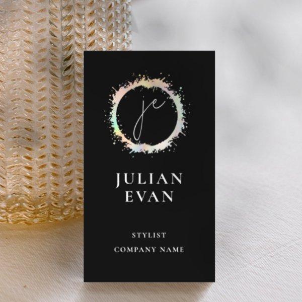 Modern Holographic Luxe Black Monogram