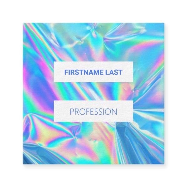 modern holographic makeup artist pastel rainbow square